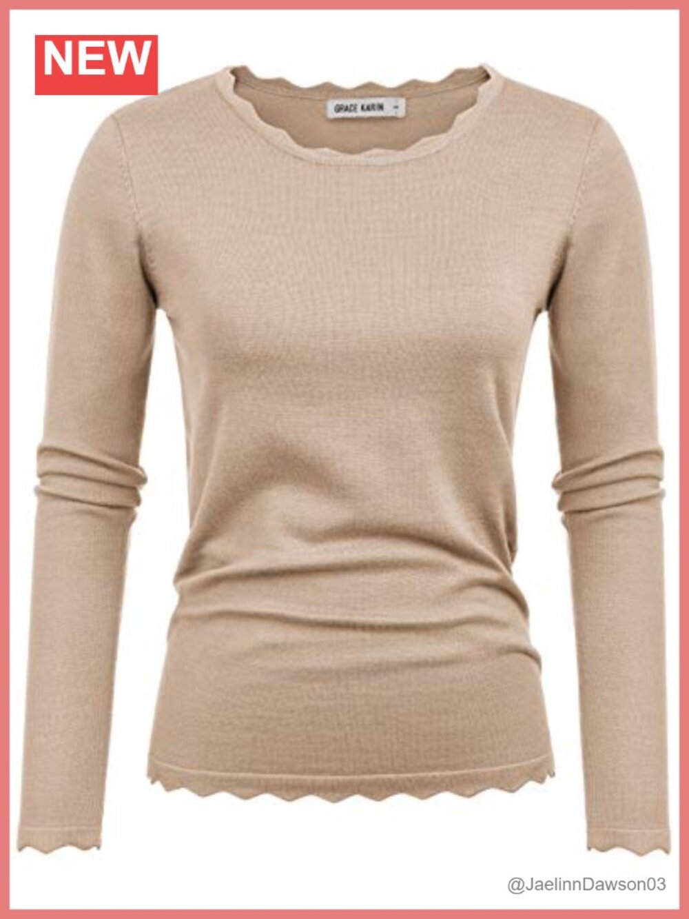 Long Sleeve Crew Neck Pullover Sweater Lightweight Stretchy